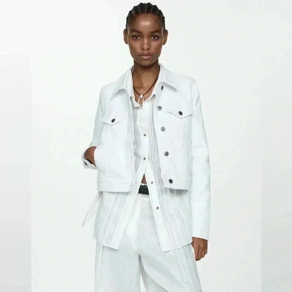 Mango (MNG) white denim jacket Size XXS - Picture 1 of 6